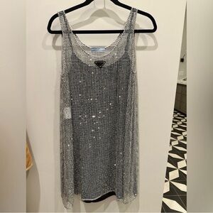 Silver Embellished Mini Dress